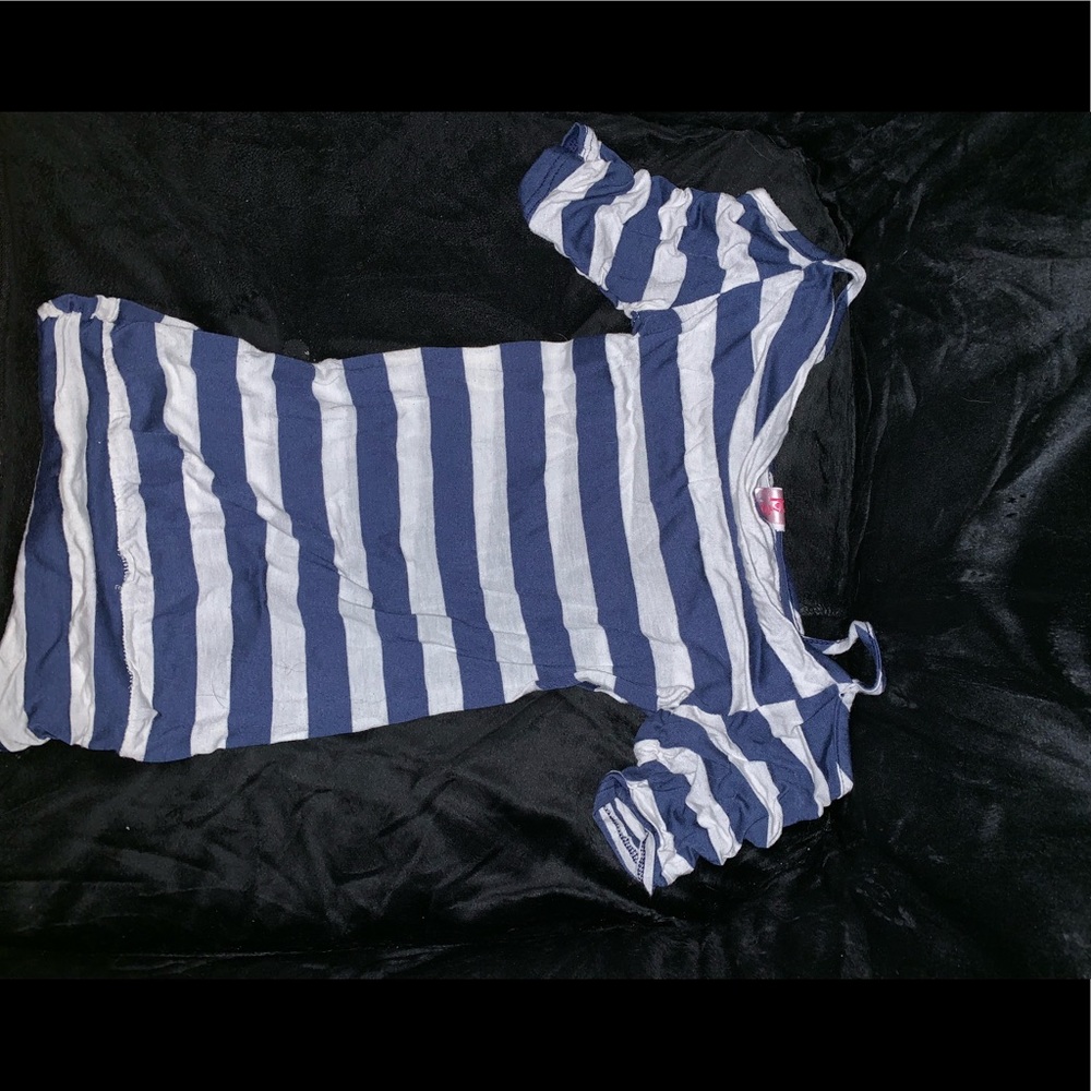 Blue Stripped Off the Shoulder Shirt